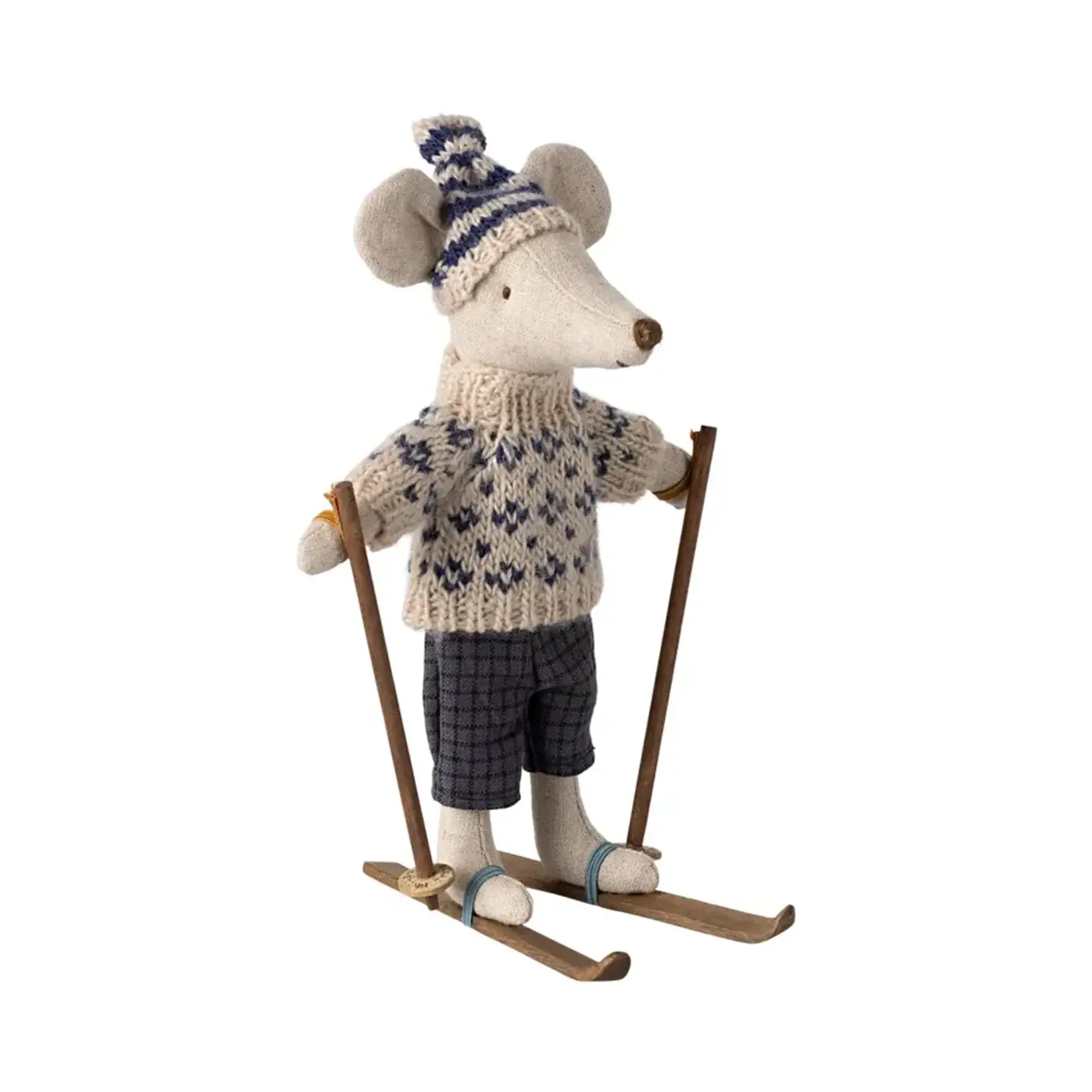 Maileg Maileg Winter mouse with ski set Dad with hat - Blue