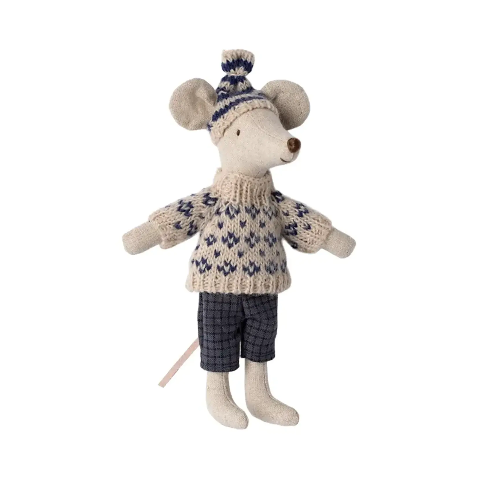 Maileg Maileg Winter mouse with ski set Dad with hat - Blue