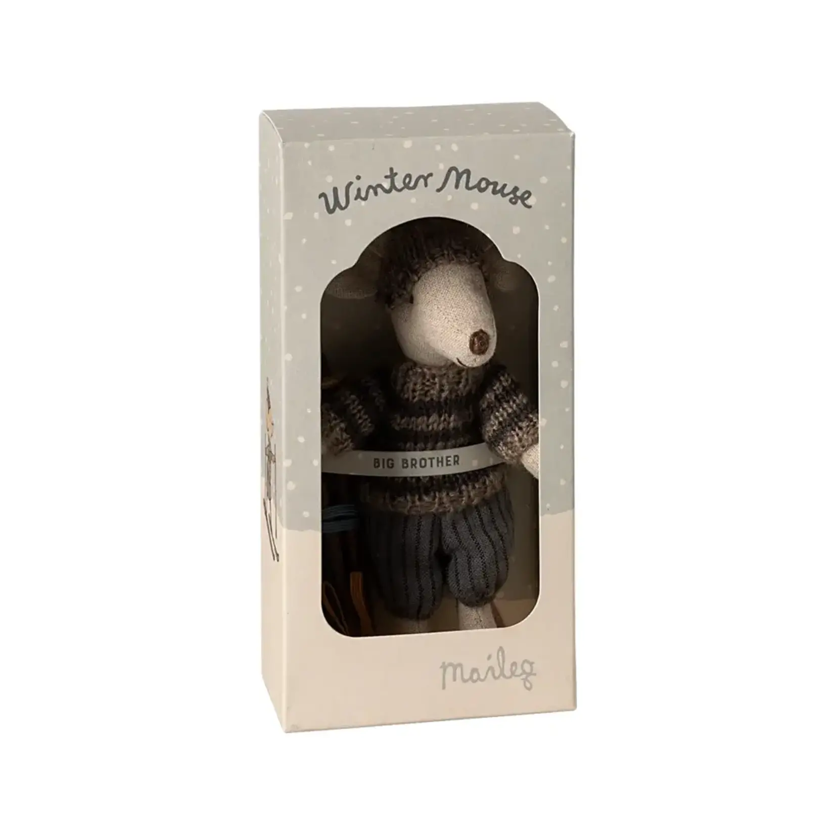 Maileg Maileg Winter mouse with ski set Big brother - Grey