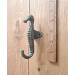 IRON RANGE LONG Coat Hook Single SEAHORSE Cast Antique Iron 120mm