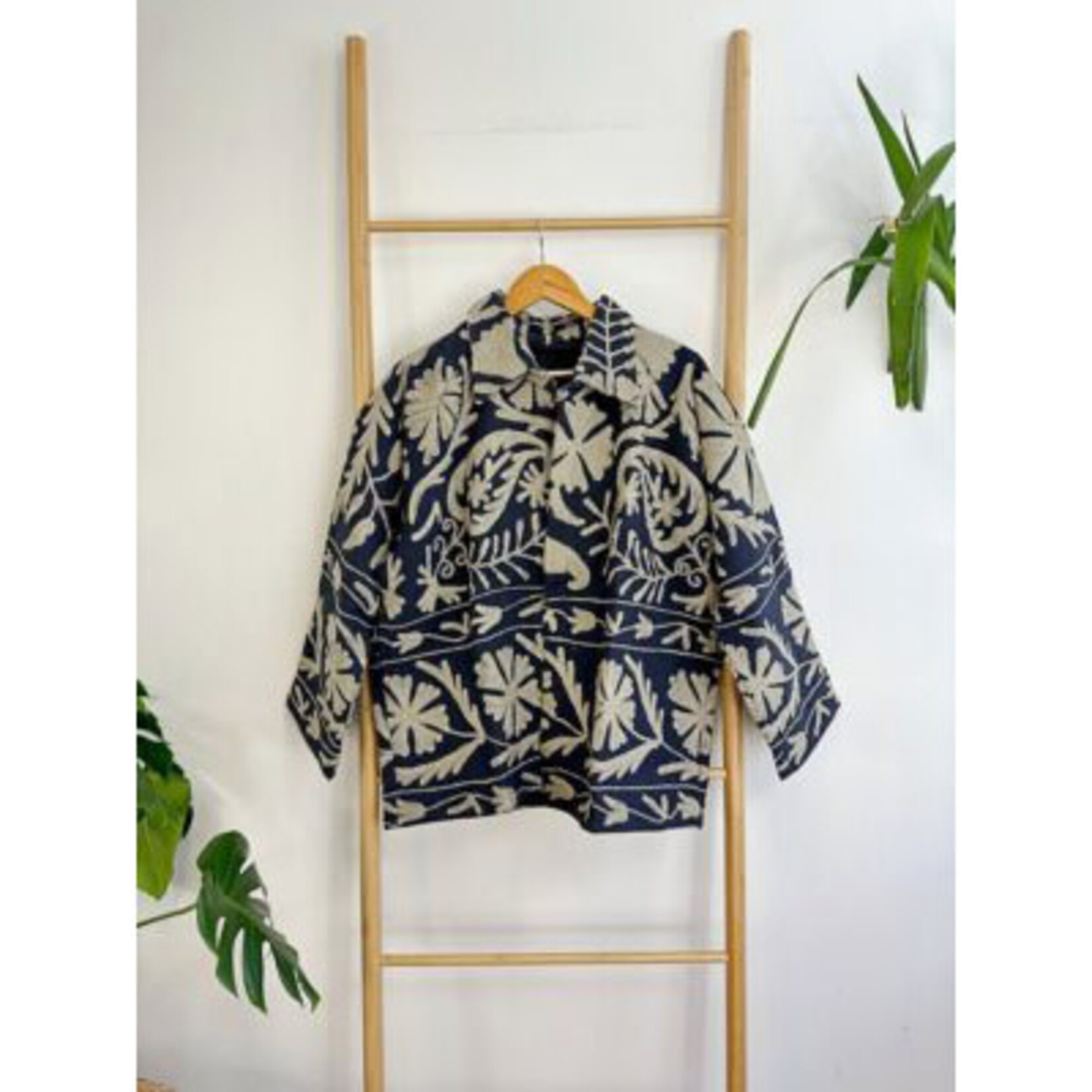 EDL Ltd Suzani Bolero Jacket Navy Taupe