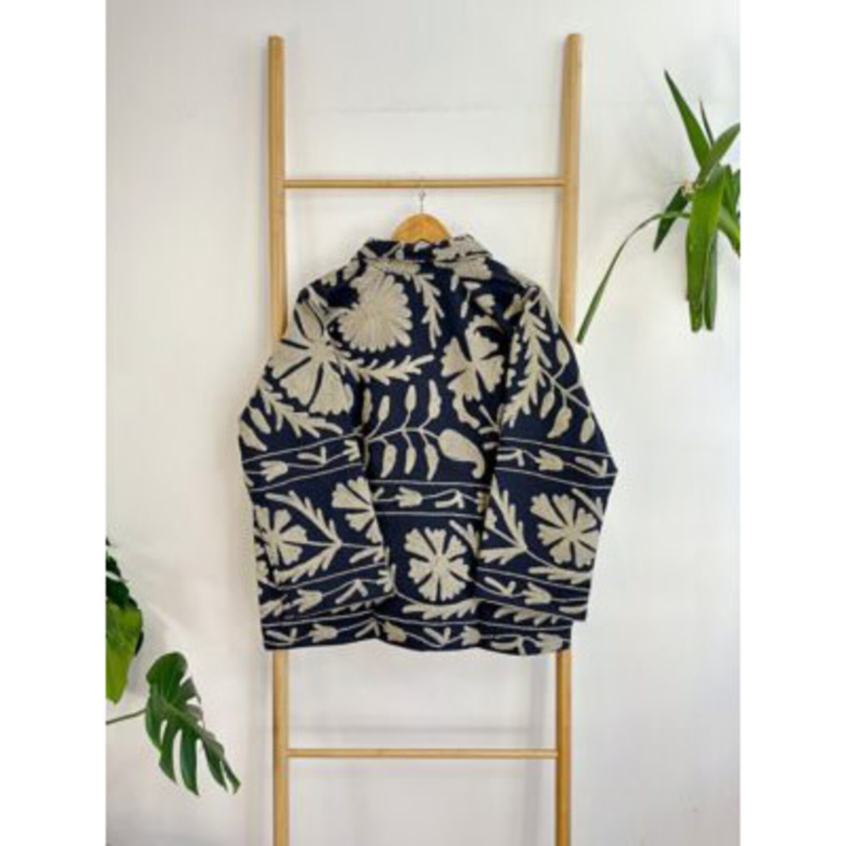 EDL Ltd Suzani Bolero Jacket Navy Taupe