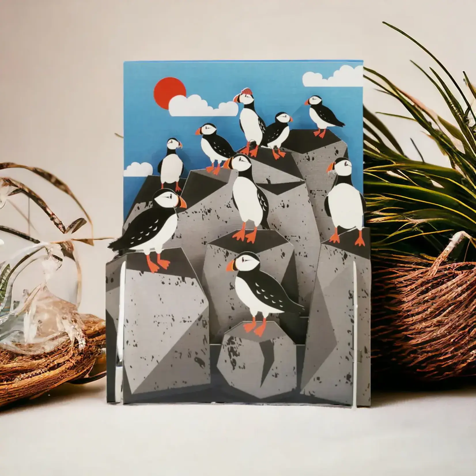 AllJoy Design Puffins 3D Pop Up Card