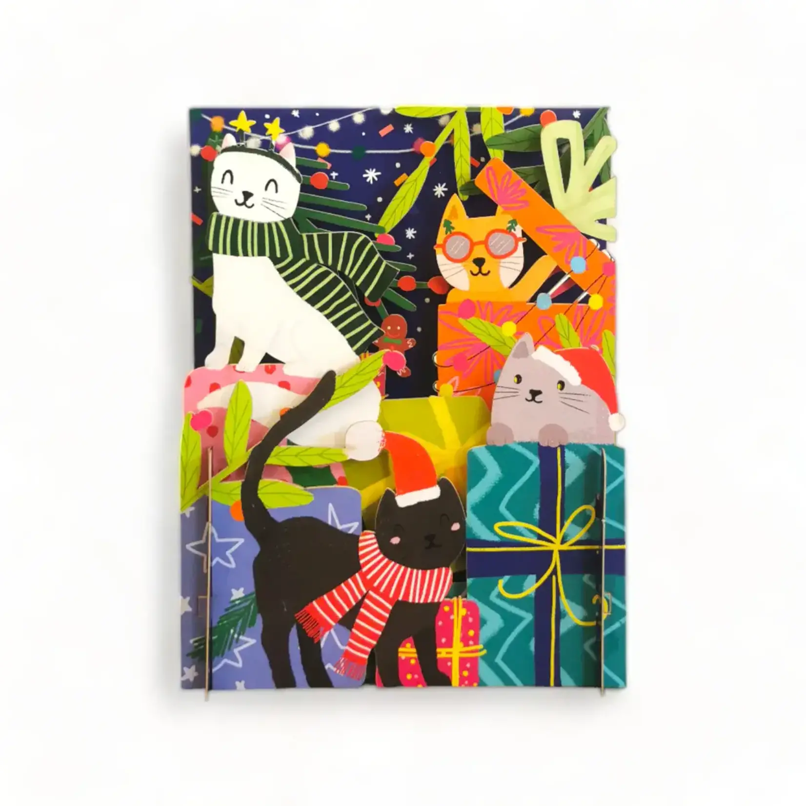 AllJoy Design Christmas Cat 3D Pop Up Card