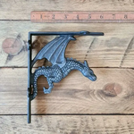 IRON RANGE Shelf Bracket WINGED DRAGON Cast Antique Iron 6x7 inch