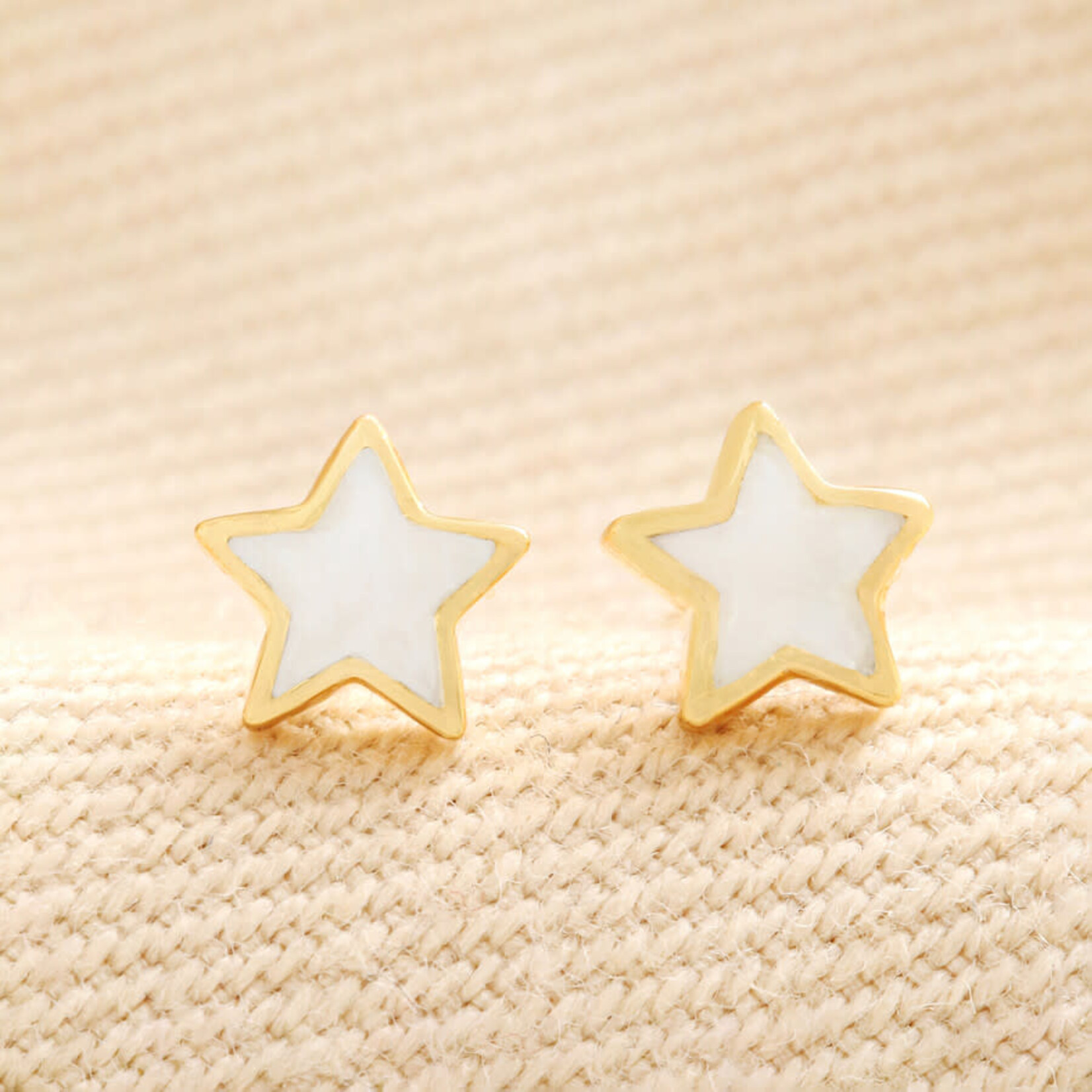 Lisa Angel Gold Sterling Silver Mother of Pearl Star Stud Earrings