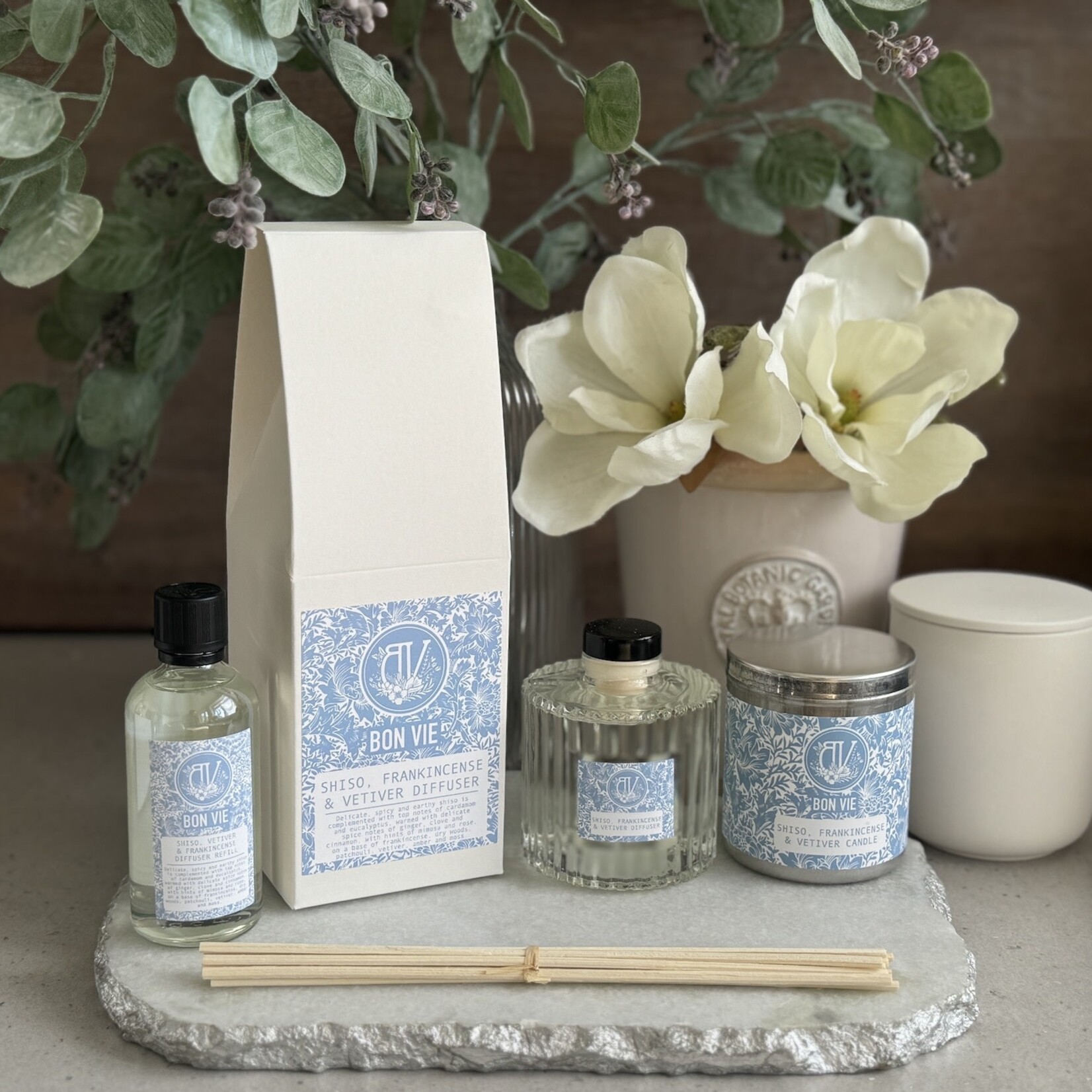 Heaven Scent SHISO VETIVER AND FRANKINCENSE 170ml Bon Vie BOUGIE Reed Diffuser Kit
