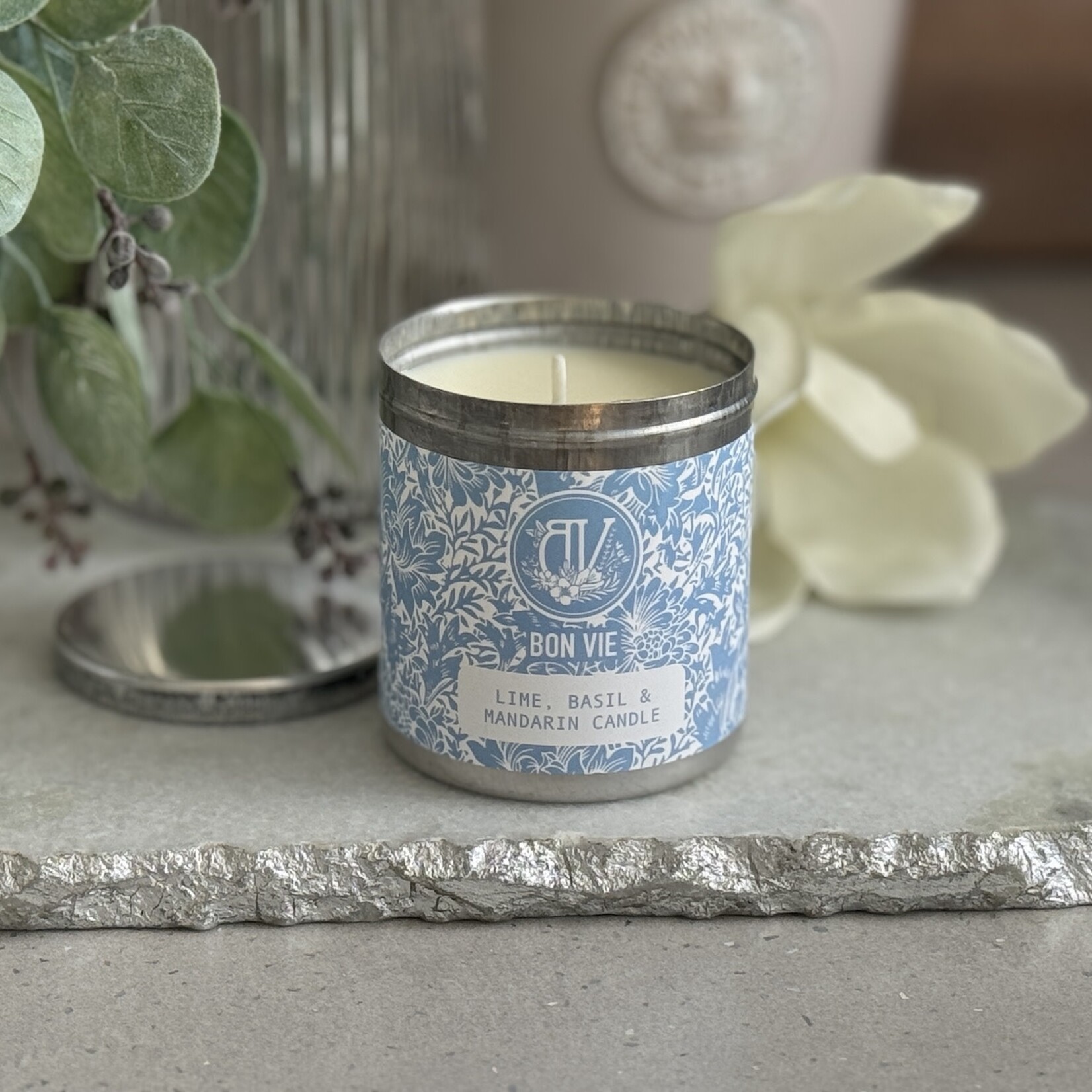 Heaven Scent LIME BASIL AND MANDARIN Bon Vie 200ml Aluminium Tin Candle