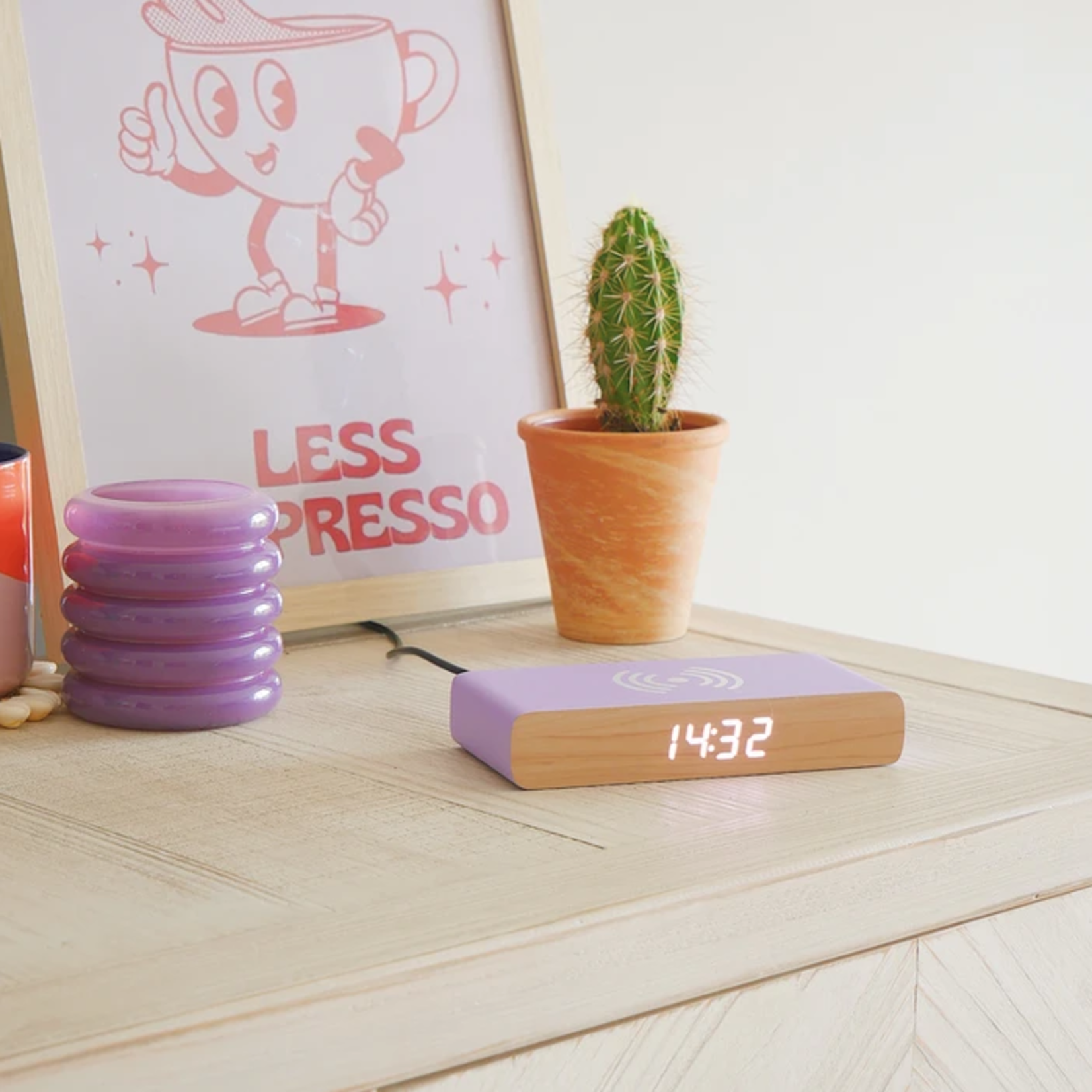 Steepletone Wireless Charger and Bedside Alarm Clock Purple