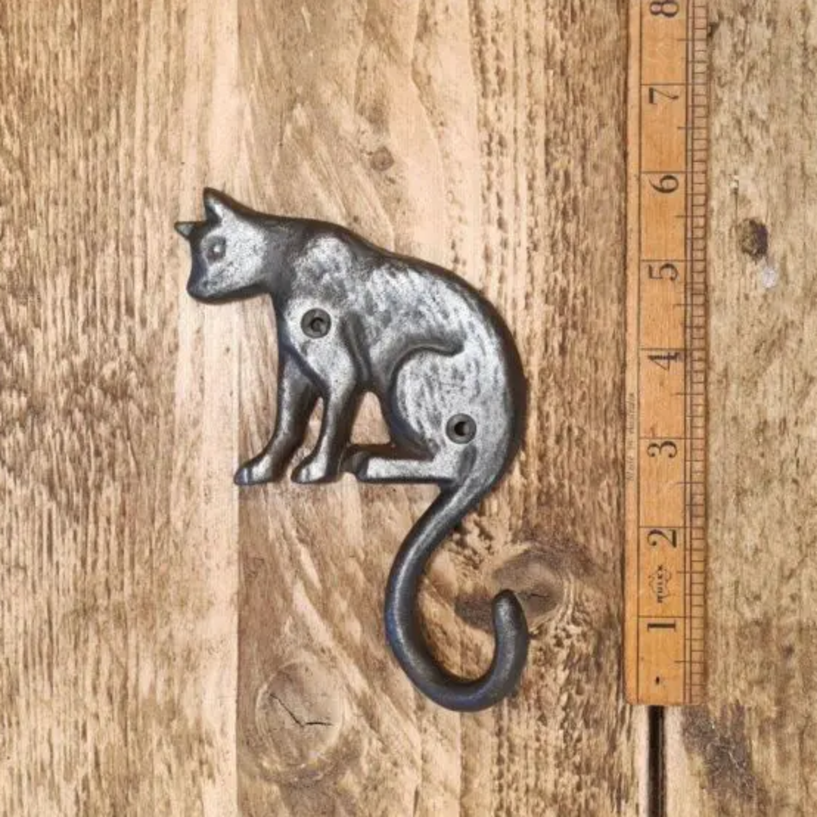 IRON RANGE Coat Hook Single CAT Curly Tail Cast Antique Iron 150mm
