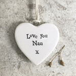 East of India Porcelain Hanging Heart-Love you Nan