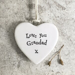 East of India Porcelain Hanging heart-Love you grandad