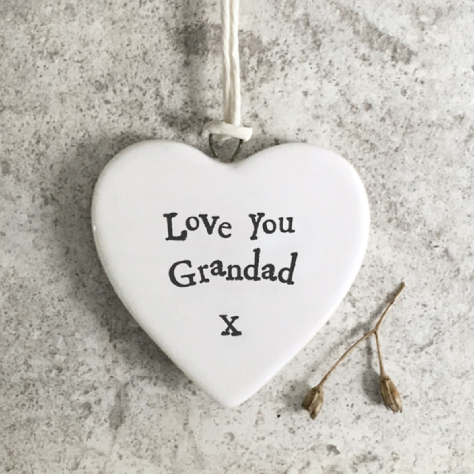 East of India Porcelain Hanging heart-Love you grandad