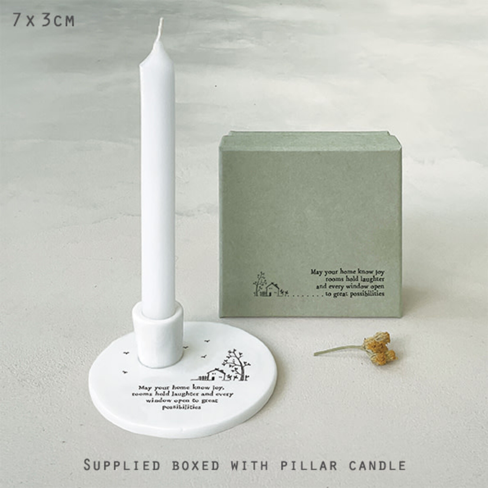 East of India May your home know joy Candle holder with candle