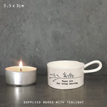 East of India Thank you Handled tea light holder with tealight