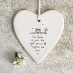 East of India Porcelain Hanging Heart-Our Family