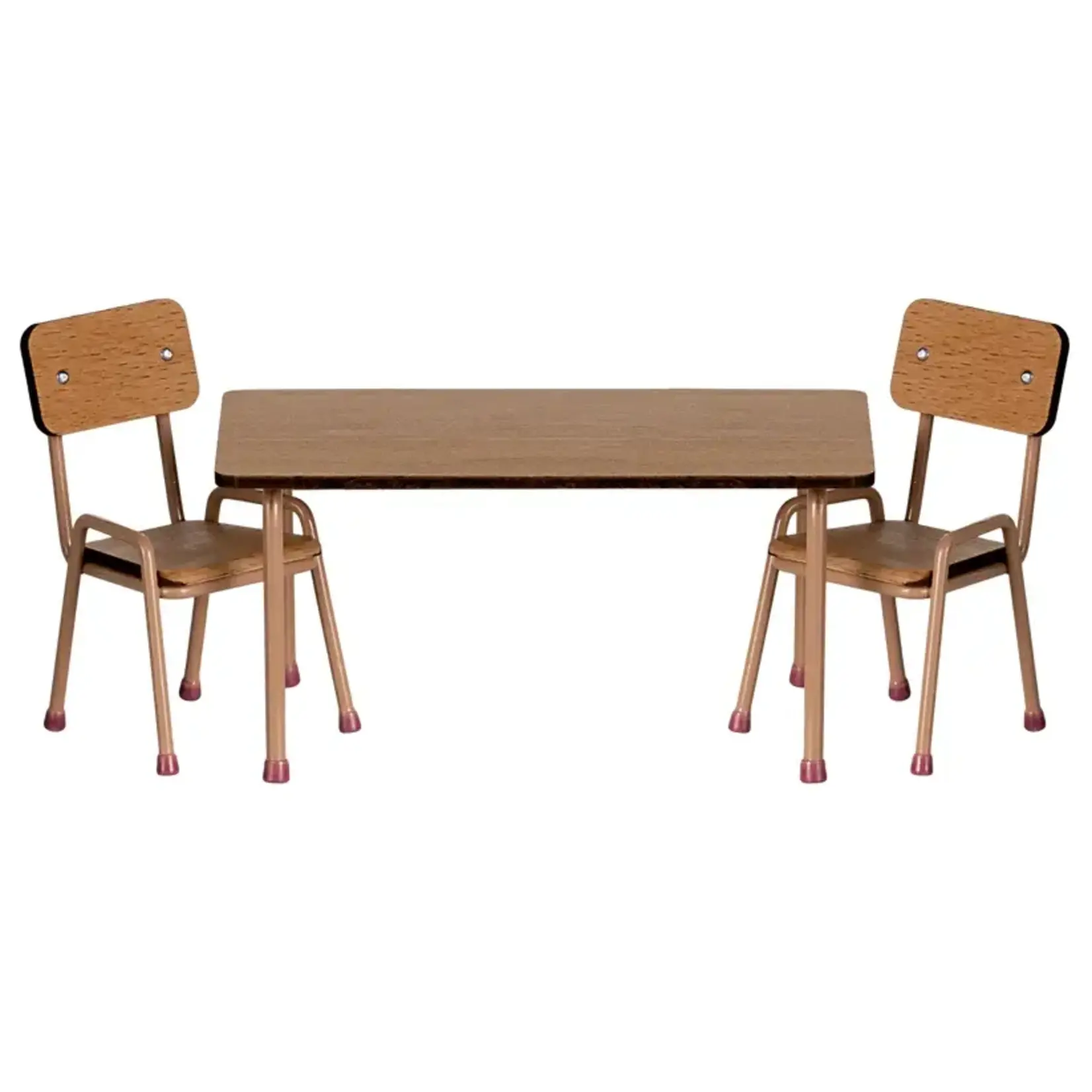 Maileg Maileg Table and chair set Mouse - Dark powder