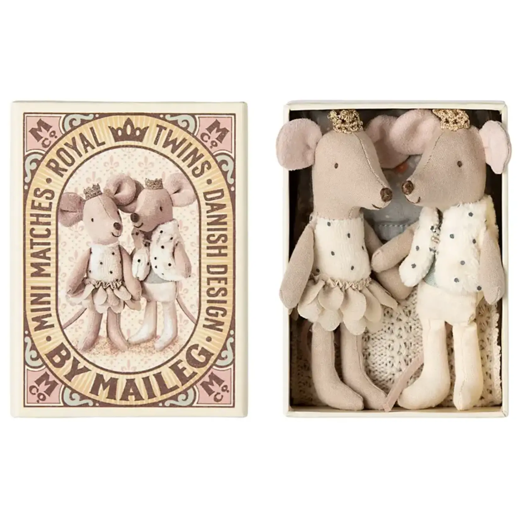 Maileg Maileg Royal twins mice, Little sister and brother in matchbox