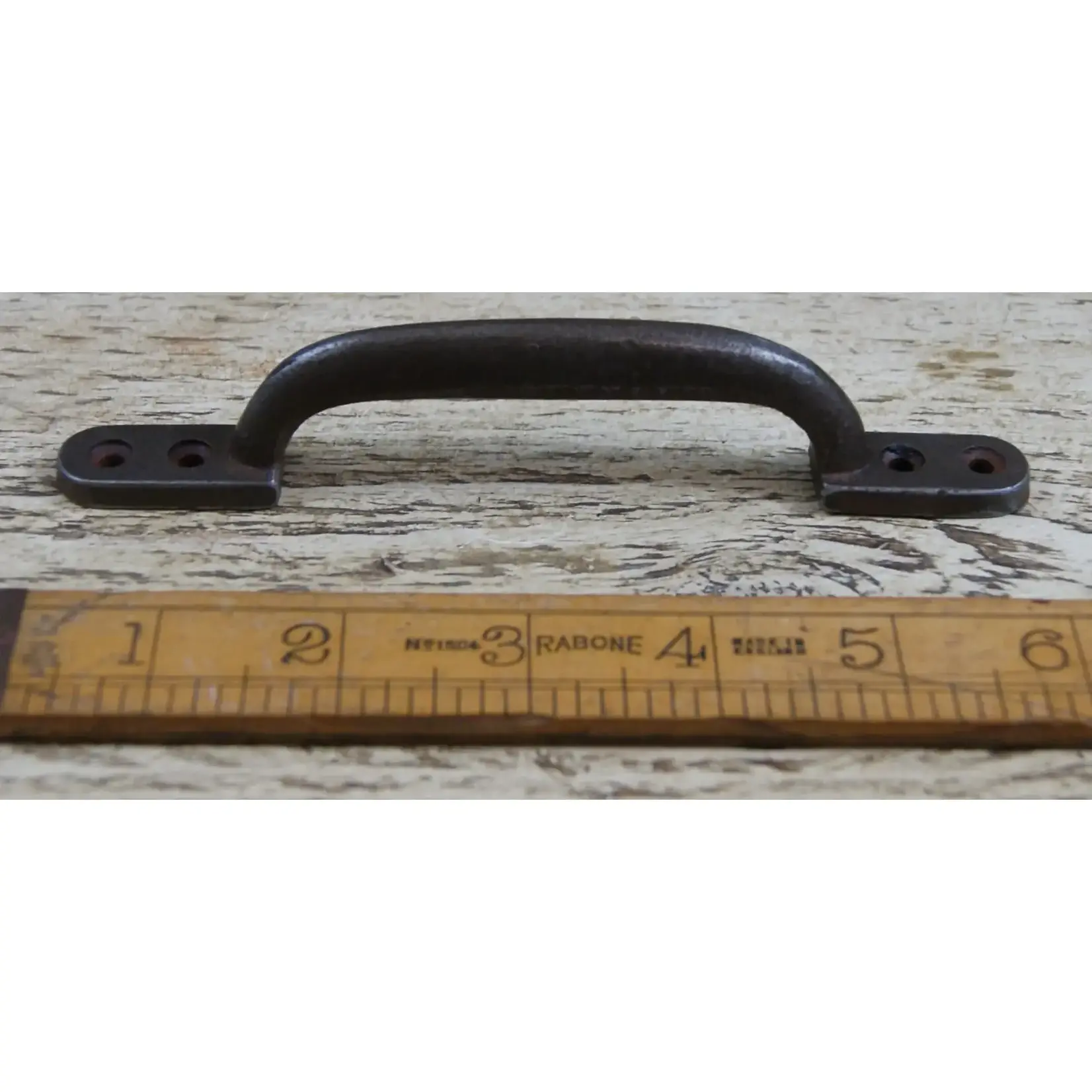IRON RANGE SHALLOW Antique Iron Waxed Rounded D Sash Handle 4 hole - 150mm / 6 "