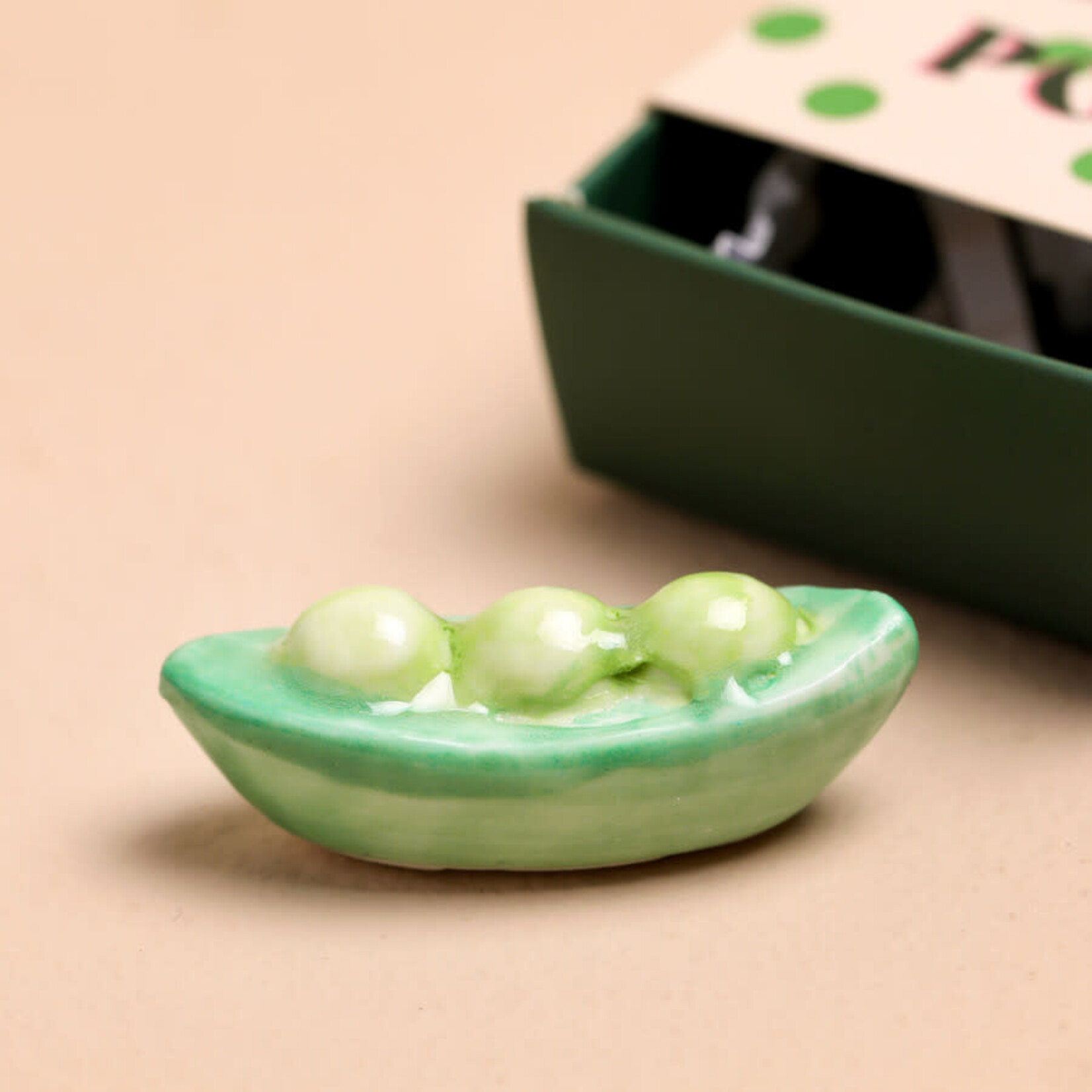Lisa Angel Tiny Matchbox Ceramic Peas in a Pod Token