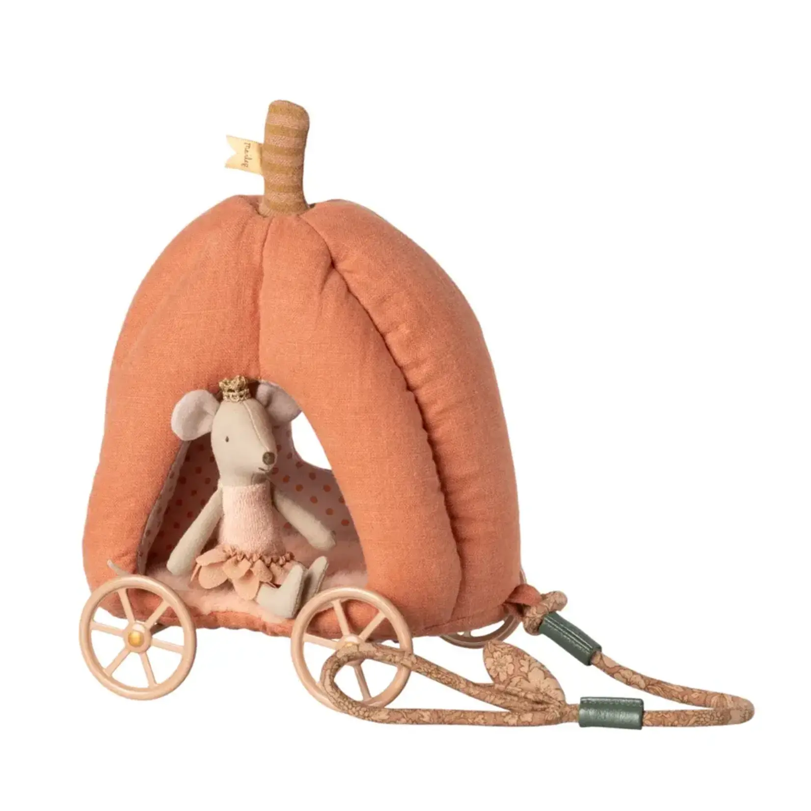 Maileg Maileg Pumpkin carriage for Mouse Pink Cord