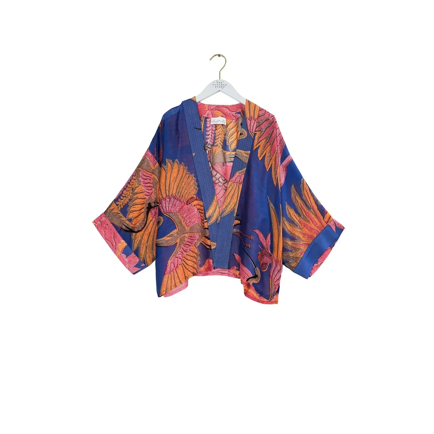 ONE HUNDRED STARS Crane Cobalt Kimono