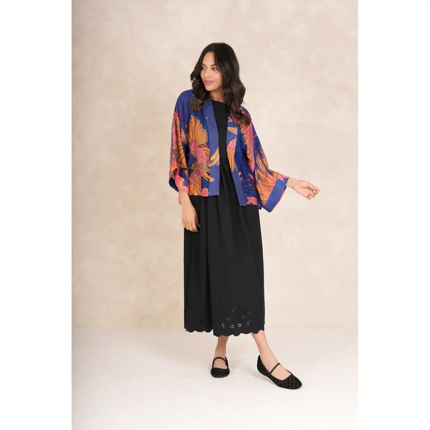 ONE HUNDRED STARS Crane Cobalt Kimono
