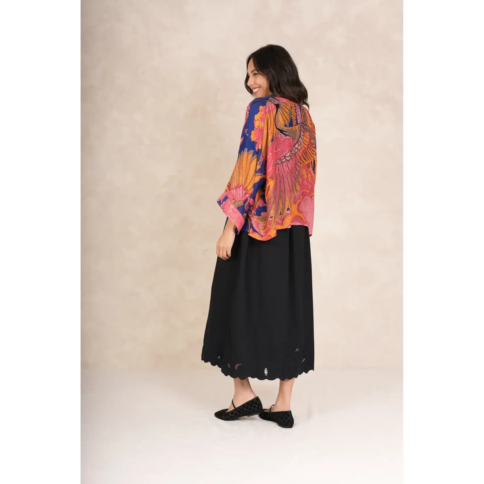 ONE HUNDRED STARS Crane Cobalt Kimono