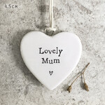 East of India Porcelain Hanging Heart-Lovely mum