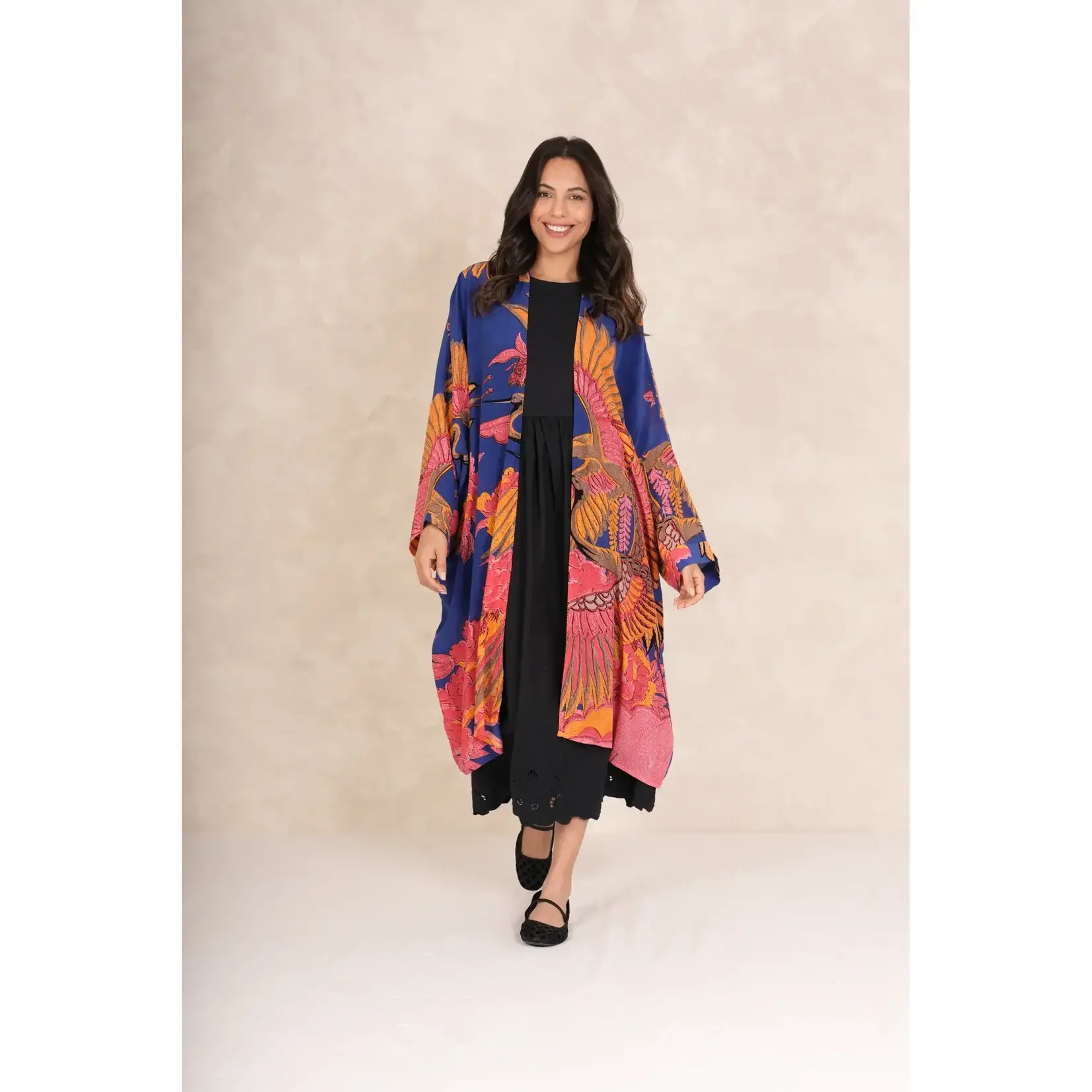 ONE HUNDRED STARS Crane Cobalt Grande Kimono