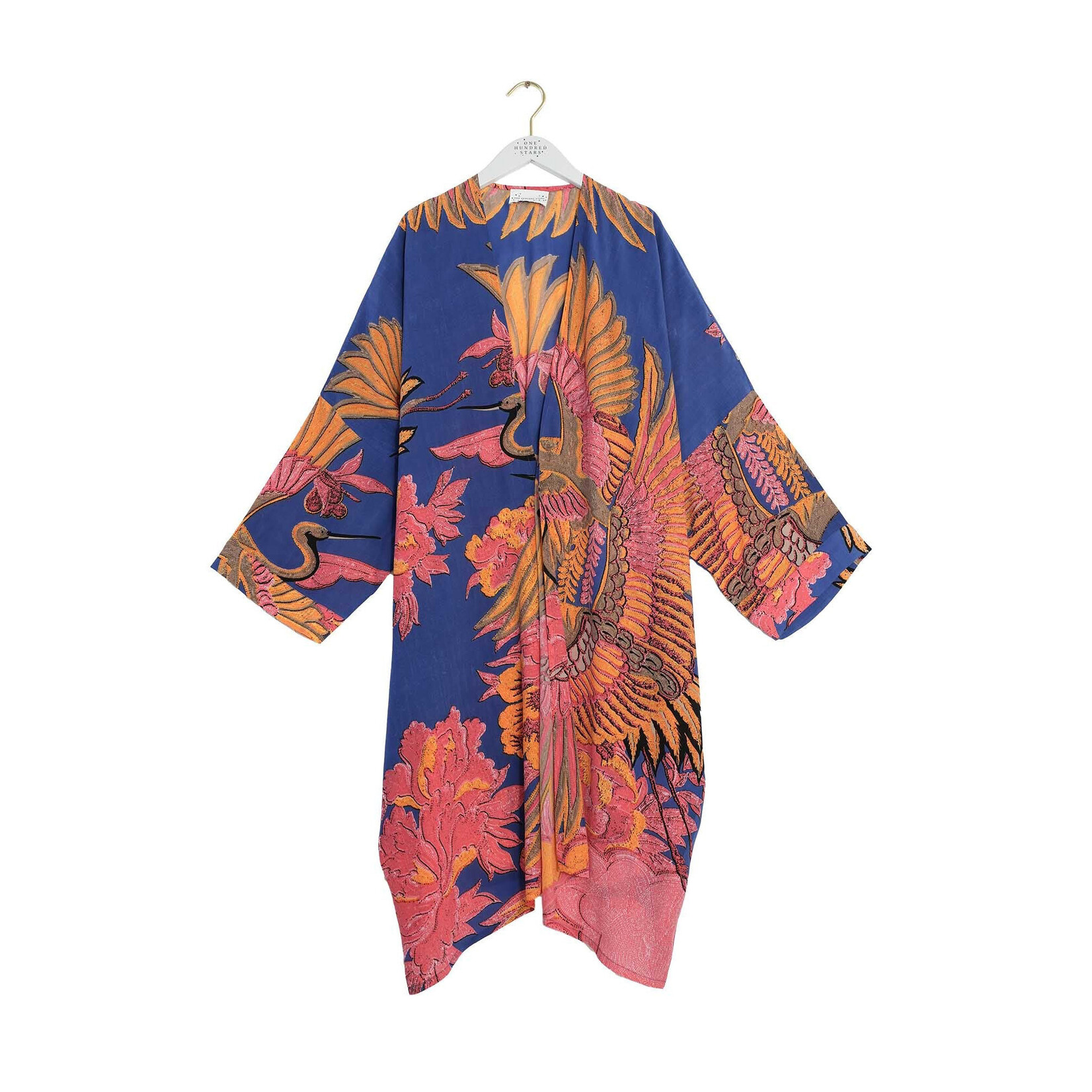 ONE HUNDRED STARS Crane Cobalt Grande Kimono