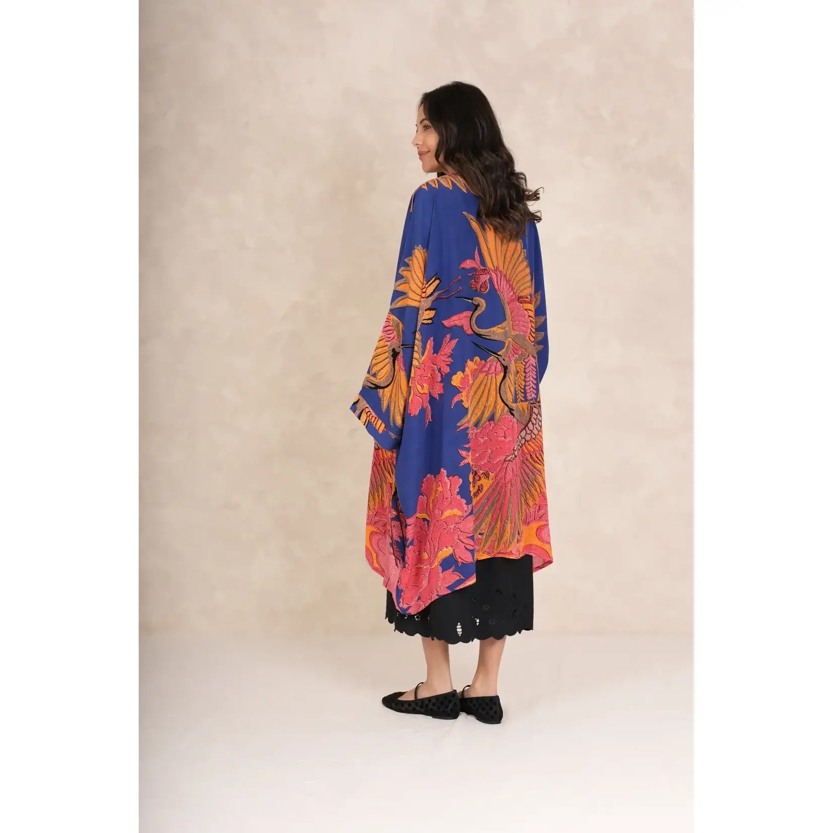 ONE HUNDRED STARS Crane Cobalt Grande Kimono
