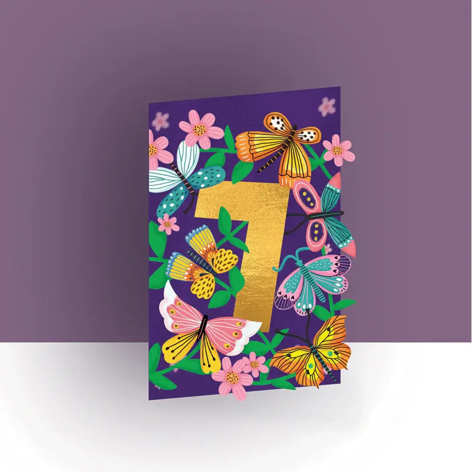AllJoy Design Age 7 7th Birthday Butterfly Card