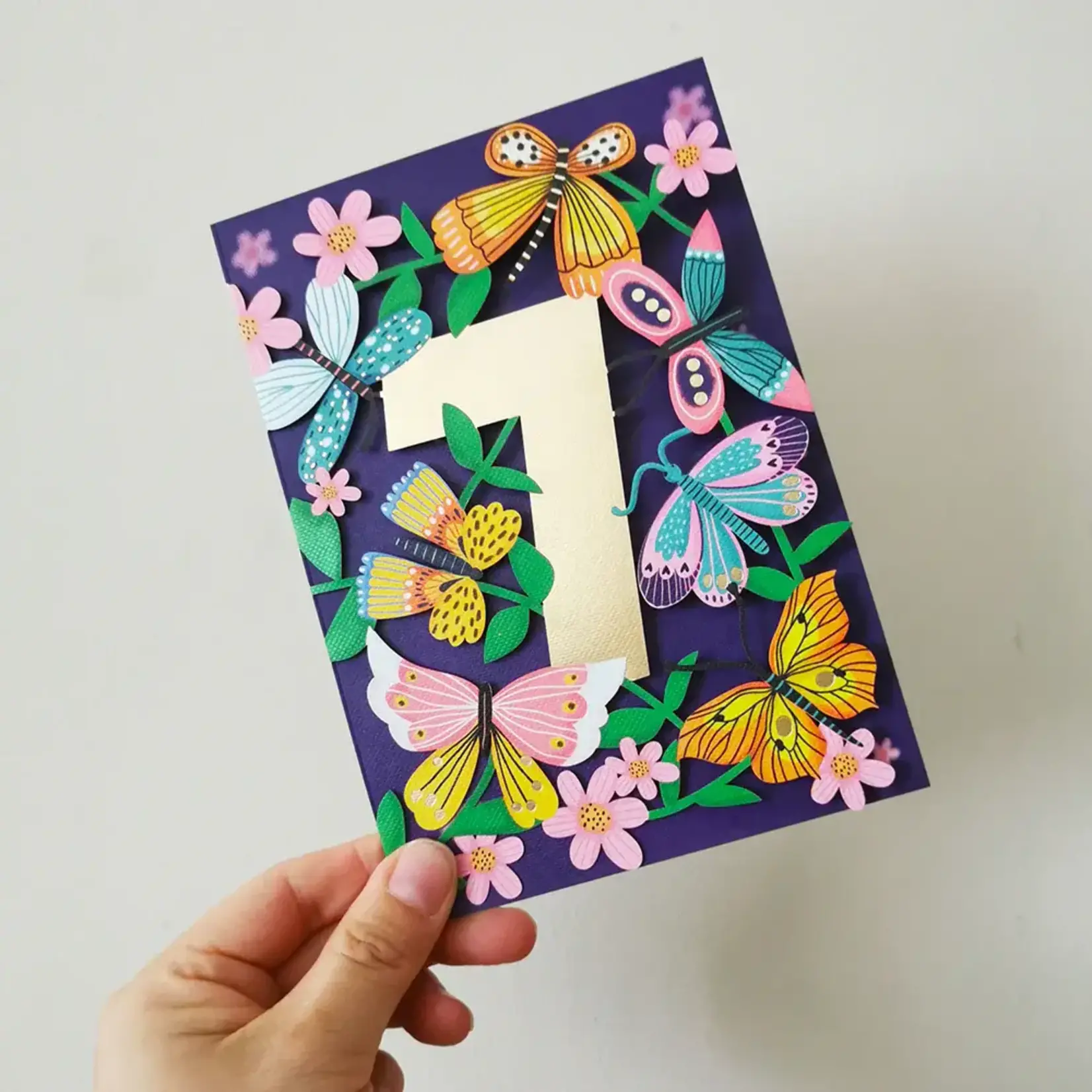AllJoy Design Age 7 7th Birthday Butterfly Card
