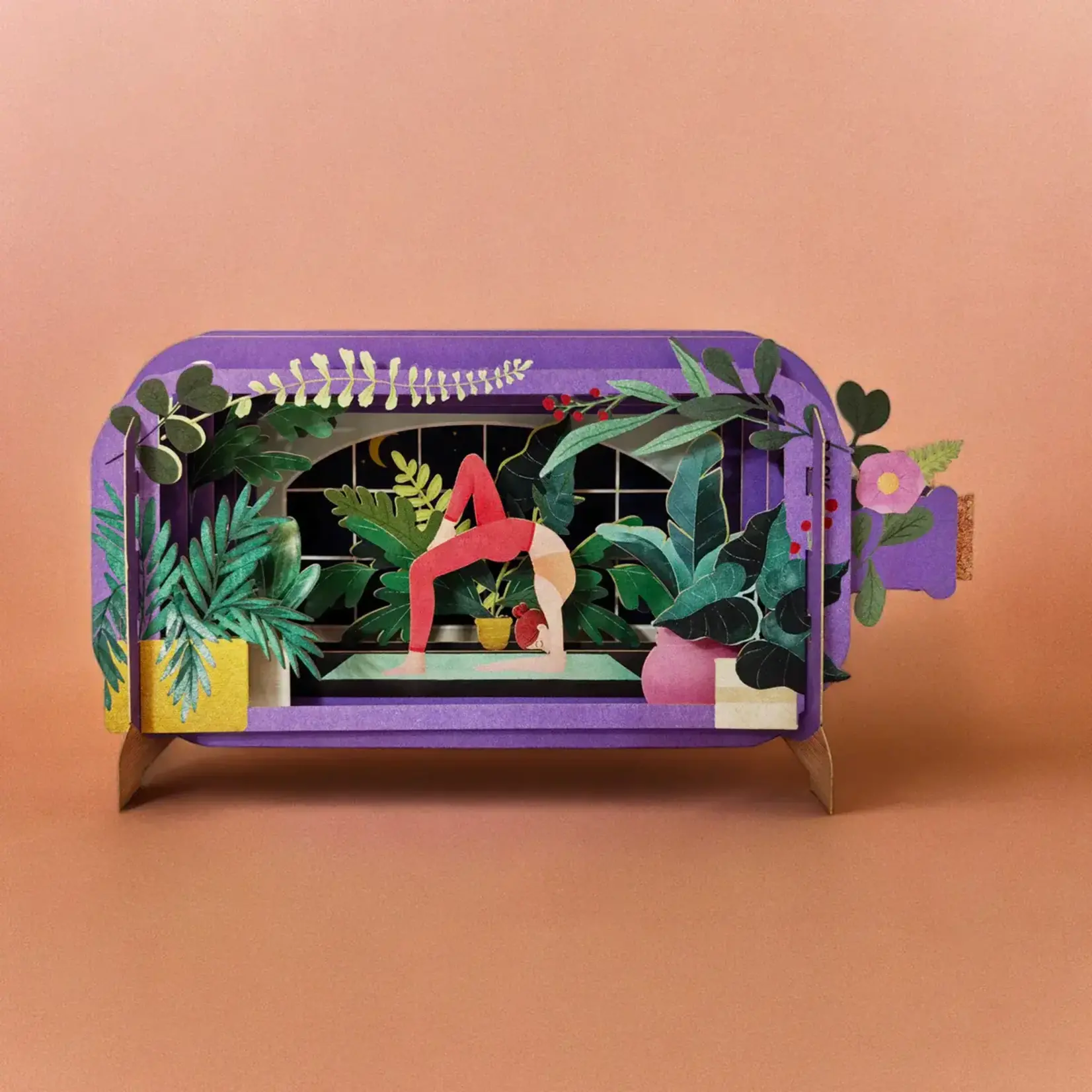 AllJoy Design Purple Yoga Message in a Bottle 3D card