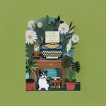 AllJoy Design Happy Birthday dog Typewriter Laser Card