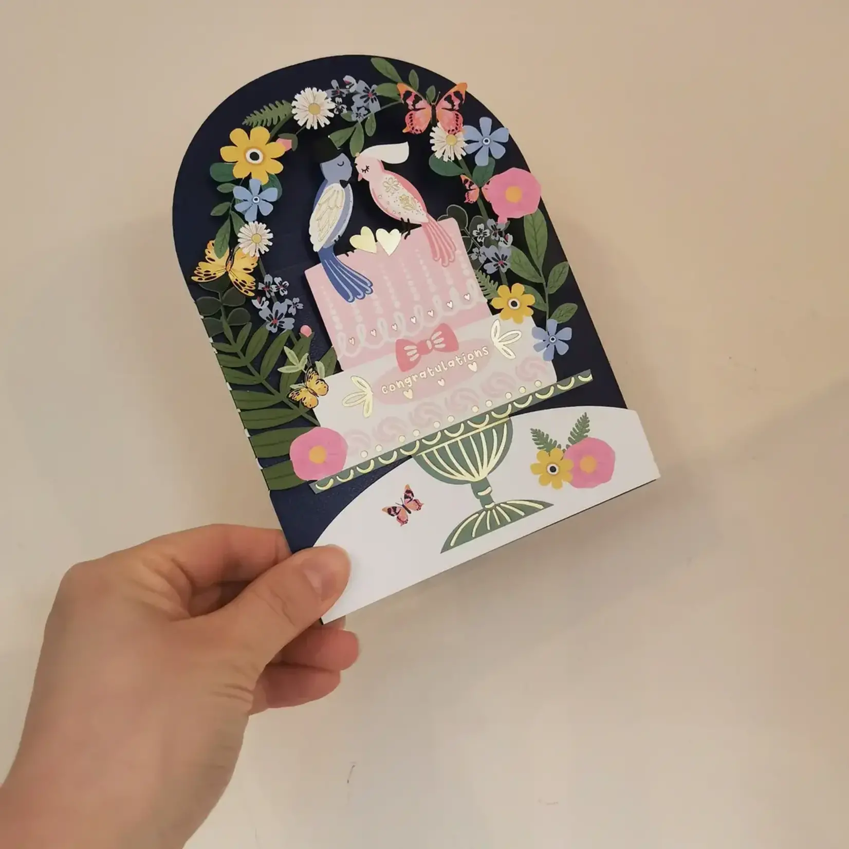 AllJoy Design Congratulations Wedding Cake Floral Laser Cut Card