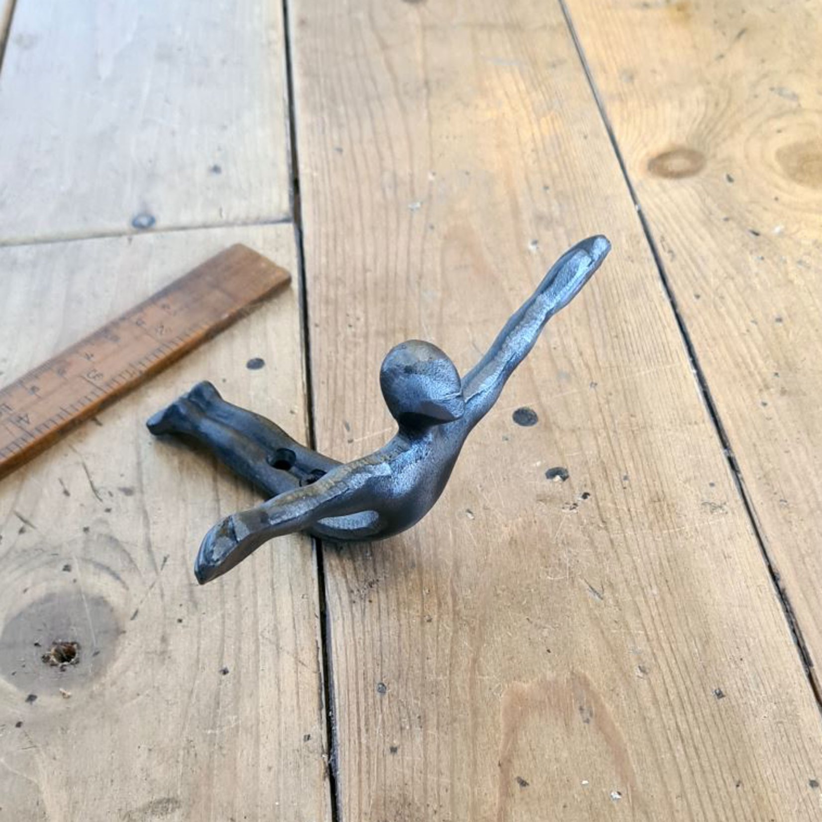 IRON RANGE Coat Hook DIVING MAN Cast Antique Iron 125mm x 145mm