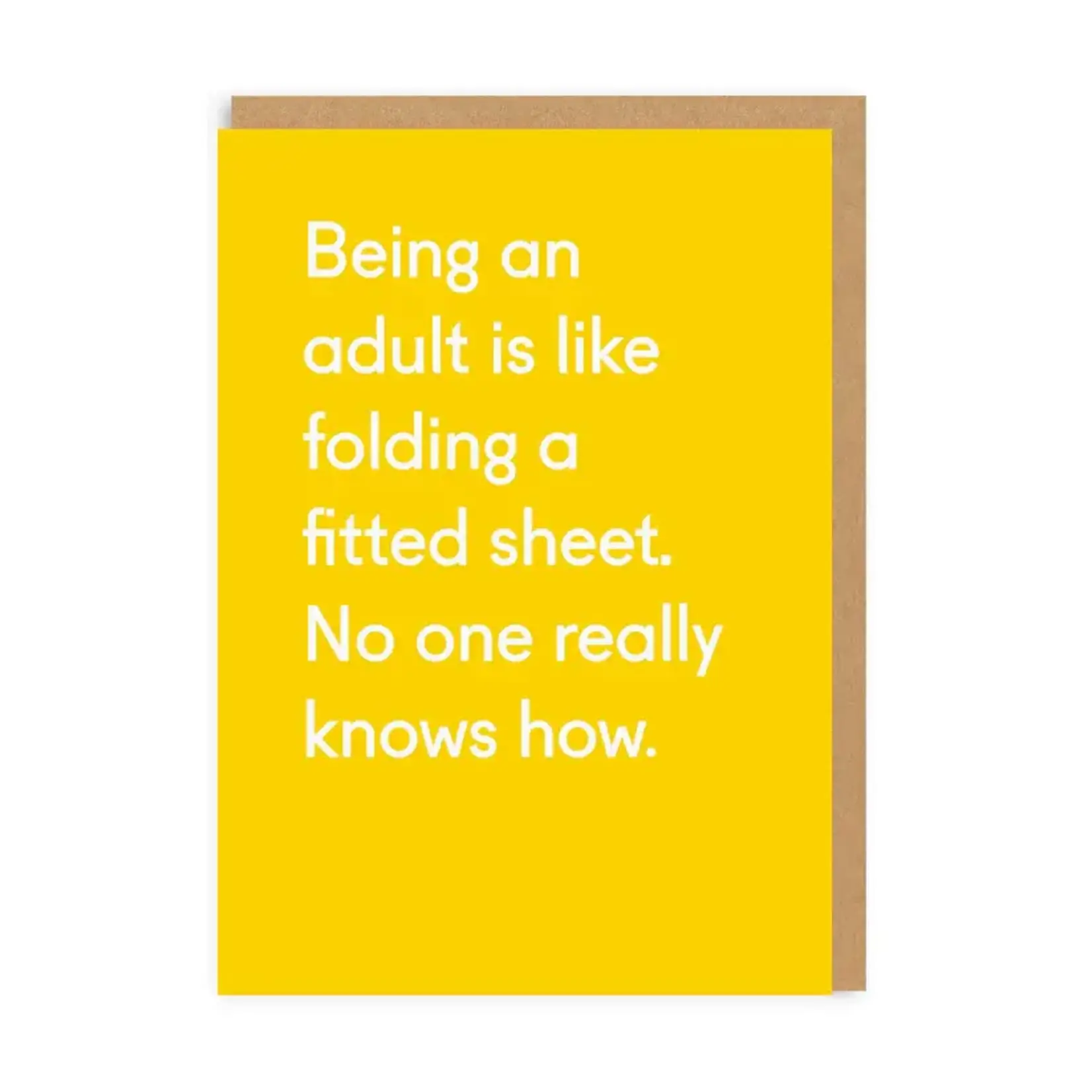 Ohh Deer Folding a Fitted Sheet Greeting Card