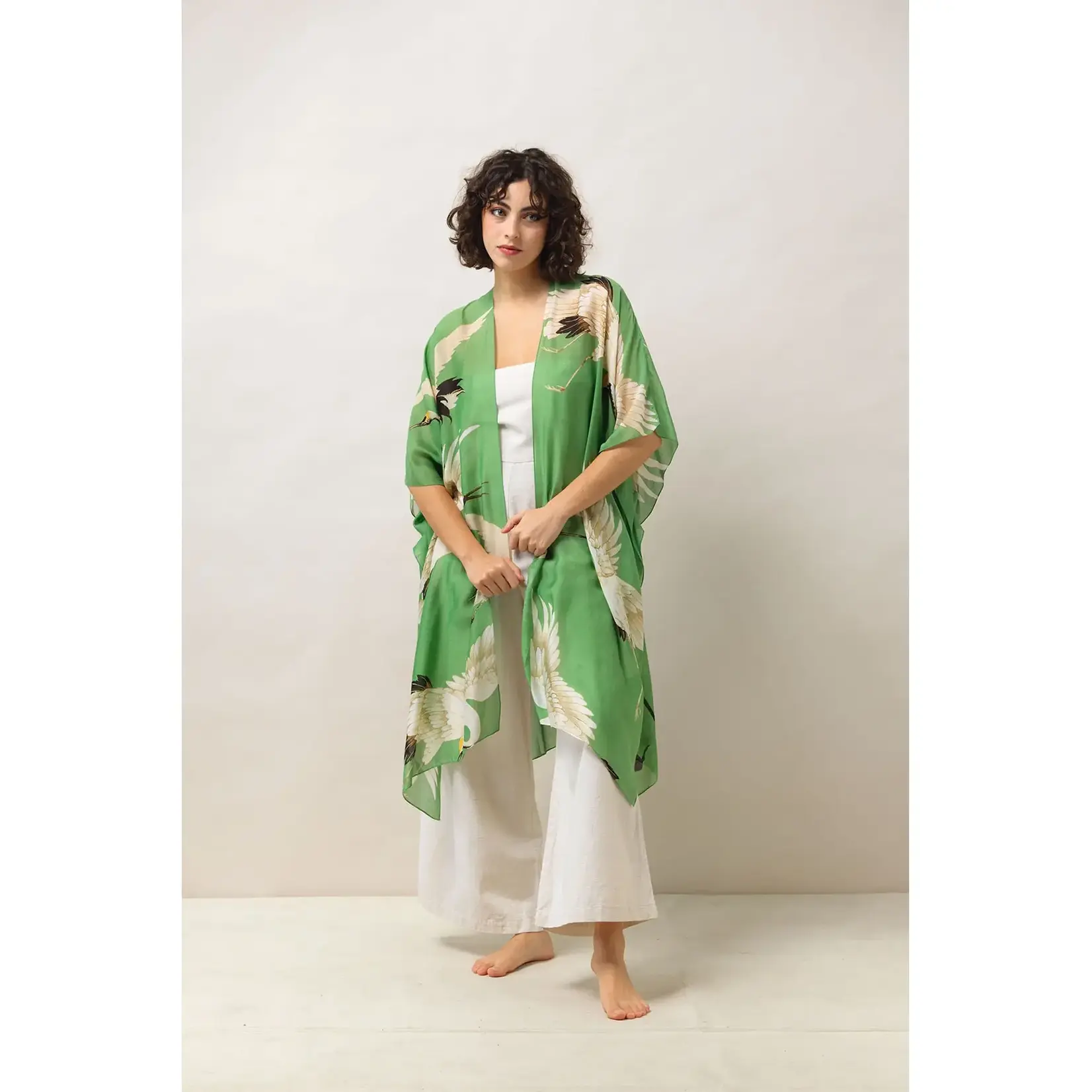 ONE HUNDRED STARS Stork Pea Green Throwover