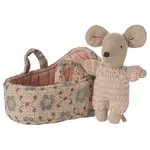 Maileg Maileg Baby mouse in carry cot - Rose