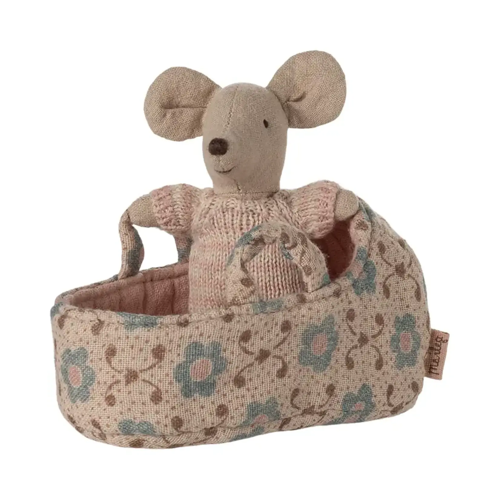 Maileg Maileg Baby mouse in carry cot - Rose