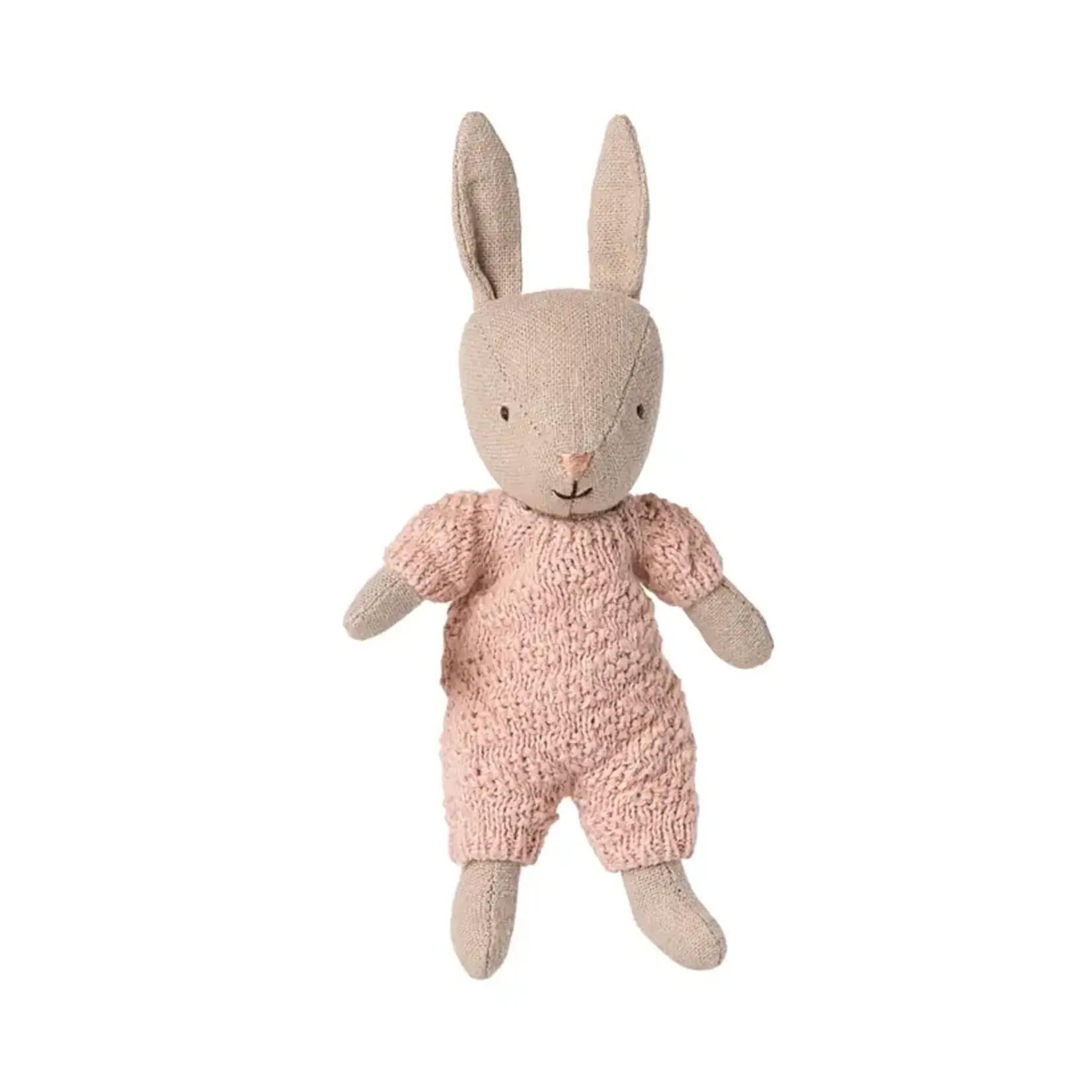Maileg Maileg Rabbit Micro - Sand - Rose knitted suit with magnets