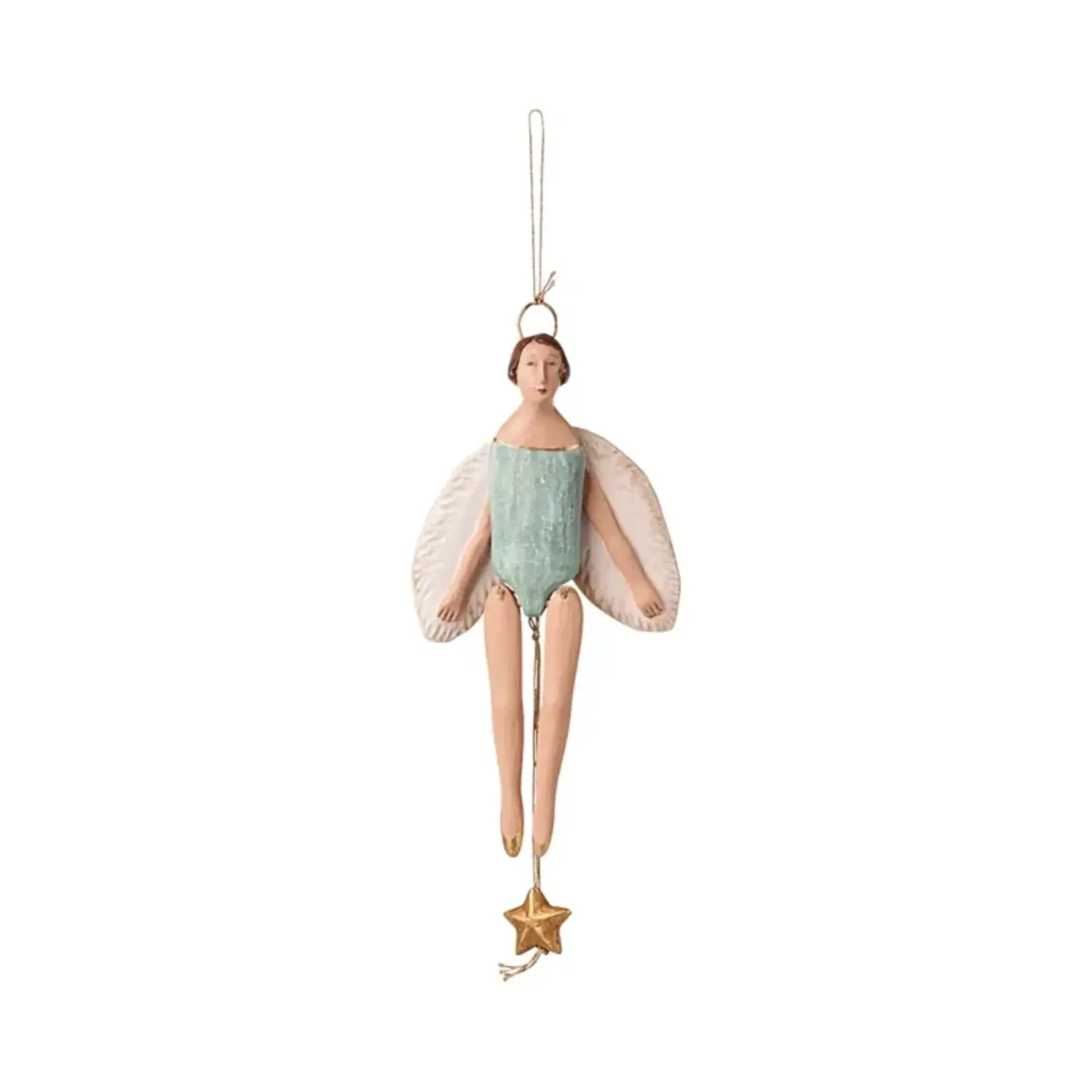 Maileg Maileg Hanging Angel jumping jack with halo Small - Mint