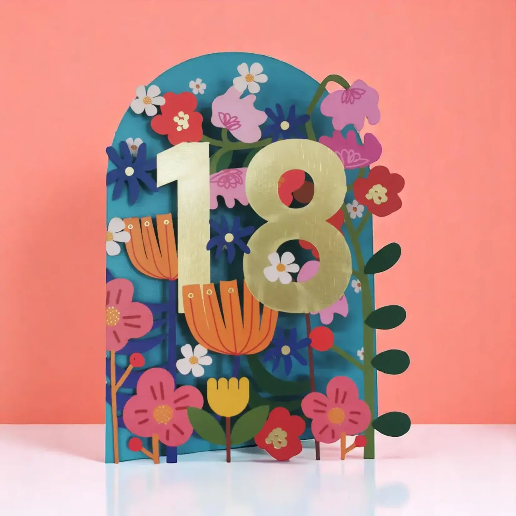 AllJoy Design 18th Floral Laser Cut Card