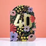 AllJoy Design 40th Floral Laser Cut Card