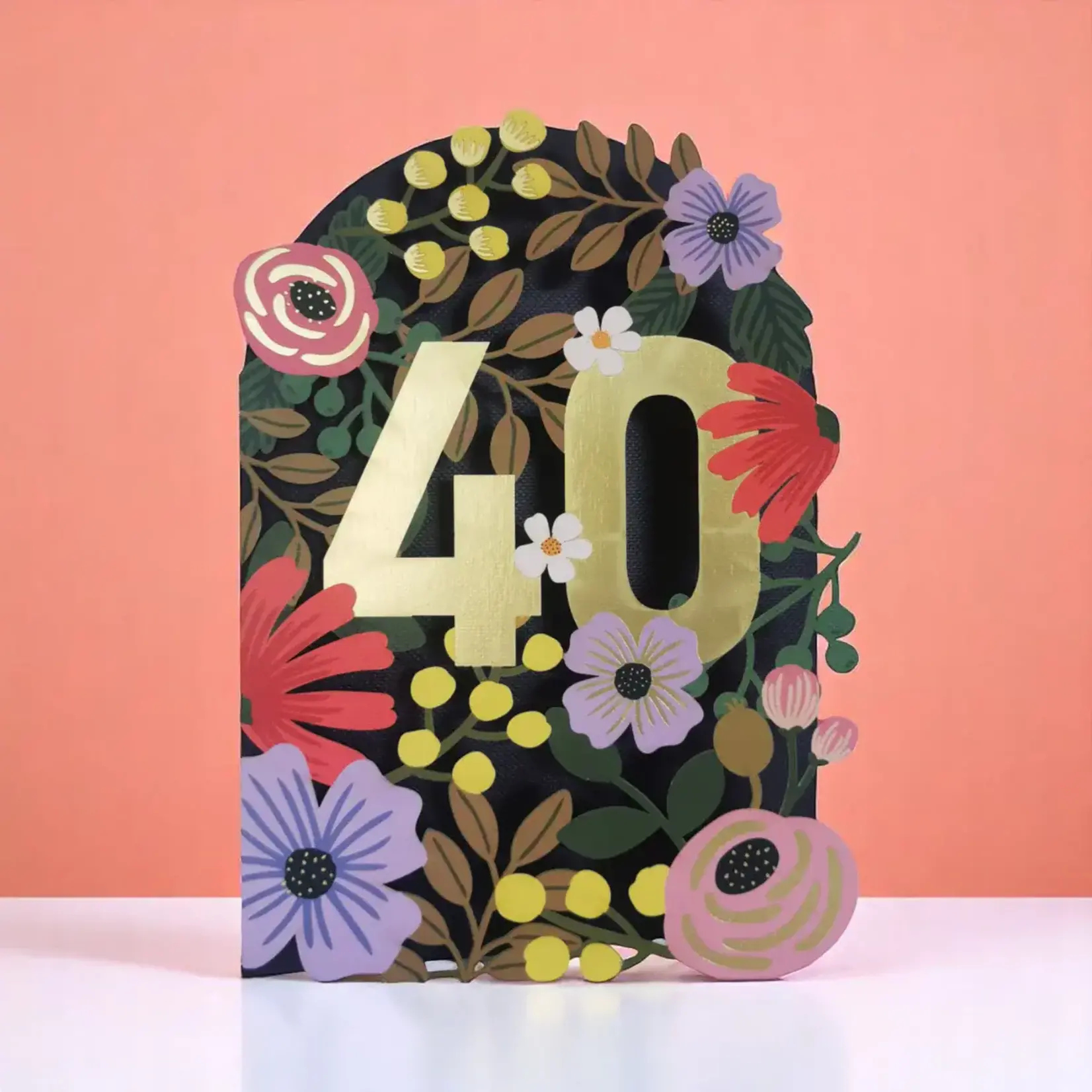 AllJoy Design 40th Floral Laser Cut Card