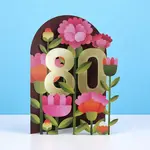 AllJoy Design 80th Pink Floral Laser Cut Card
