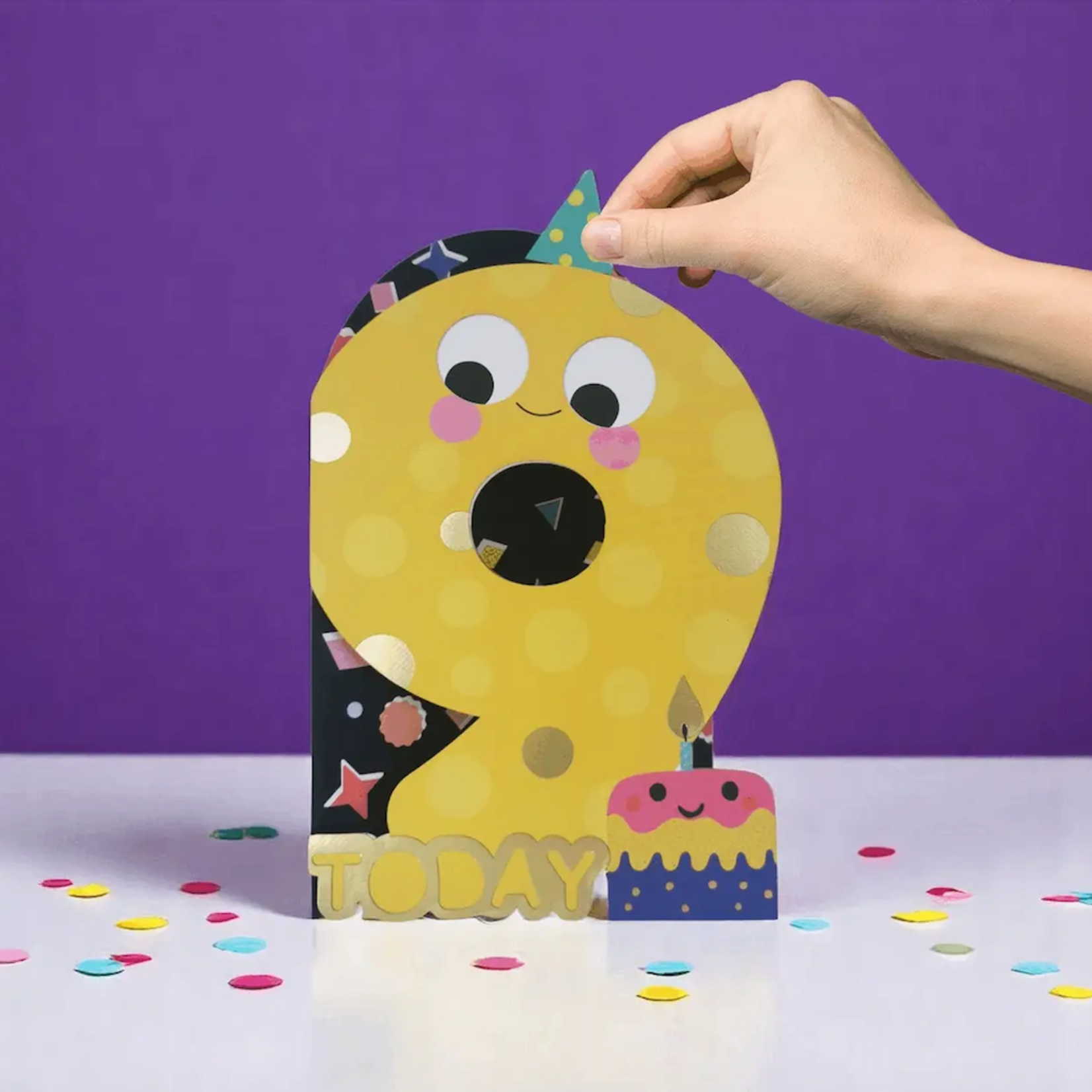 AllJoy Design 9th Birthday Jiggly Eyes Card