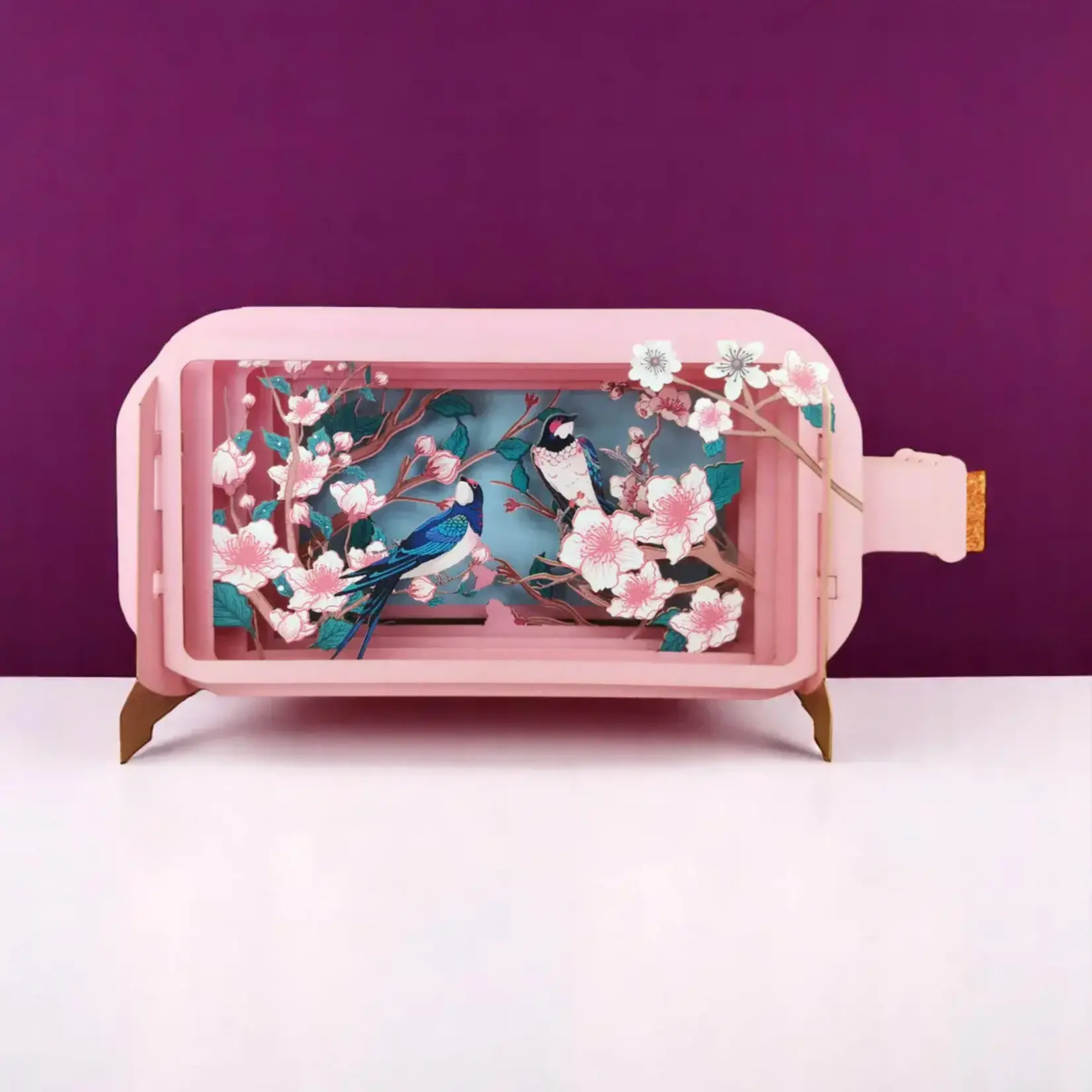 AllJoy Design Cherry Blossom Bird 3D Bottle Card